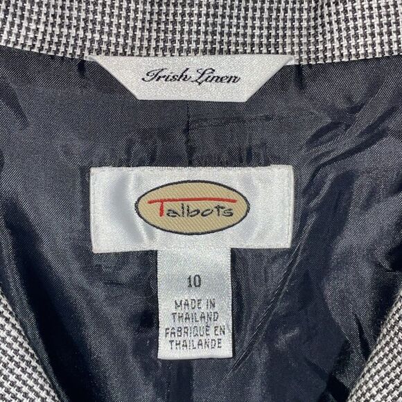 Vintage Irish Linen Check Shirt Dress Size 10 Y2K Button Front Belted Talbots - Picture 4 of 12